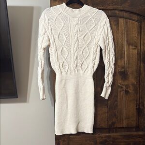 Elegant Cream Cable Knit Dress